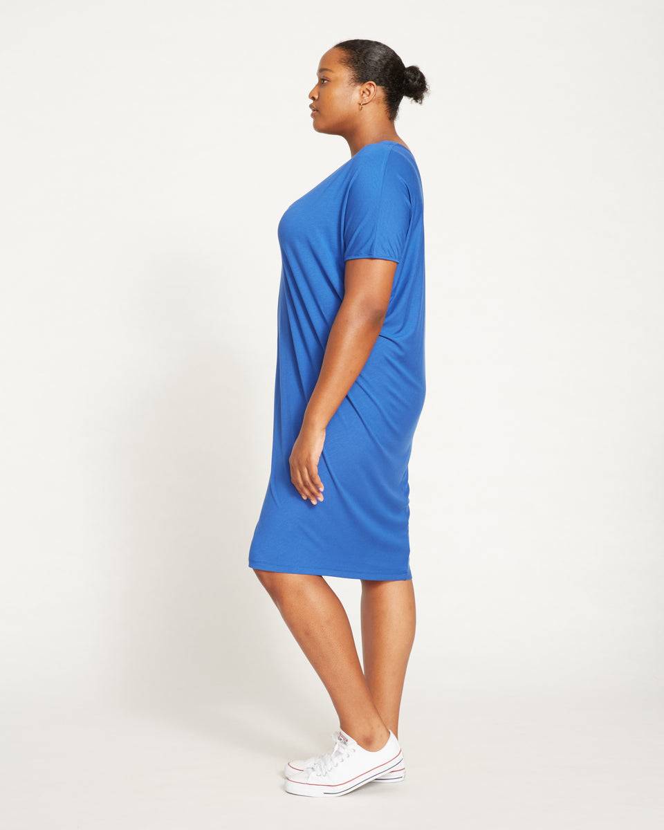 Teresa Liquid Jersey V—Neck Dress - Royal Blue Zoom image 3