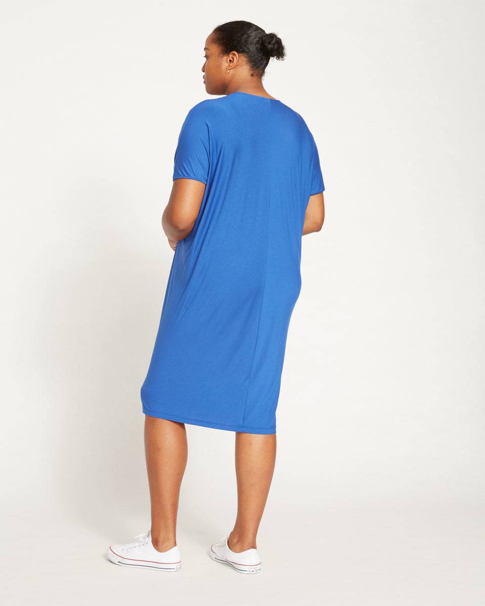 Teresa Liquid Jersey V—Neck Dress - Royal Blue Zoom image 4