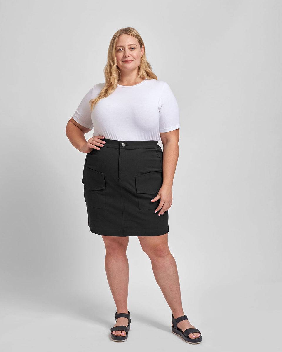 Harper Stretch Cotton Twill Cargo Skirt - Black Zoom image 5