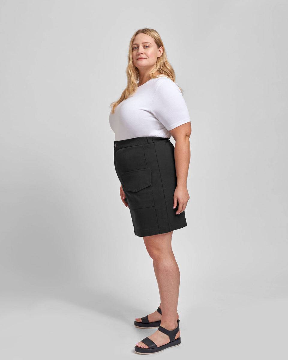 Harper Stretch Cotton Twill Cargo Skirt - Black Zoom image 6