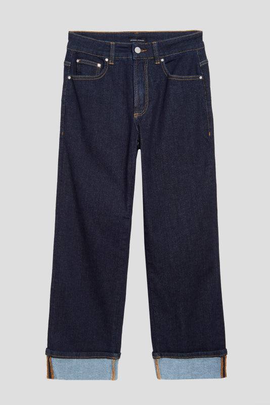 Stevie High Rise Cuffed Straight Leg Jeans - Vintage Indigo Selvedge Zoom image 3