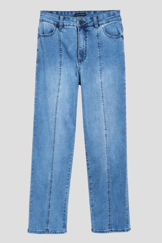 Whitney Super High Rise Seam Tapered Leg Jeans - Distressed Light Blue