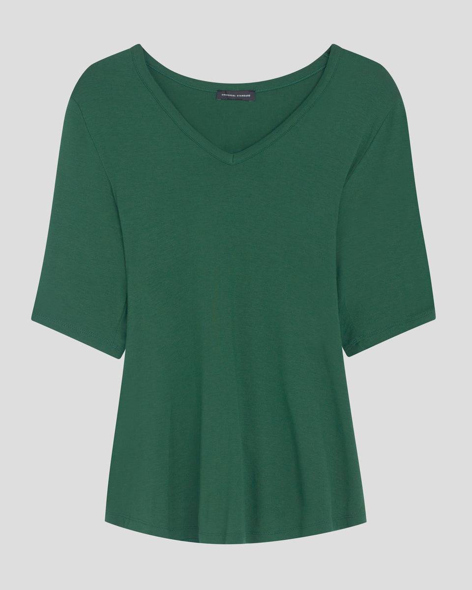 Lily Liquid Jersey V-Neck Stovepipe Tee - Kelly Green Zoom image 1