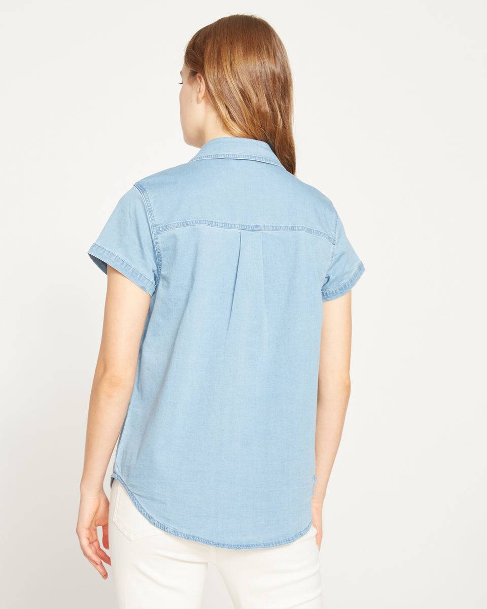 Forever Denim Short Sleeve Shirt - Chambray Blue Zoom image 4