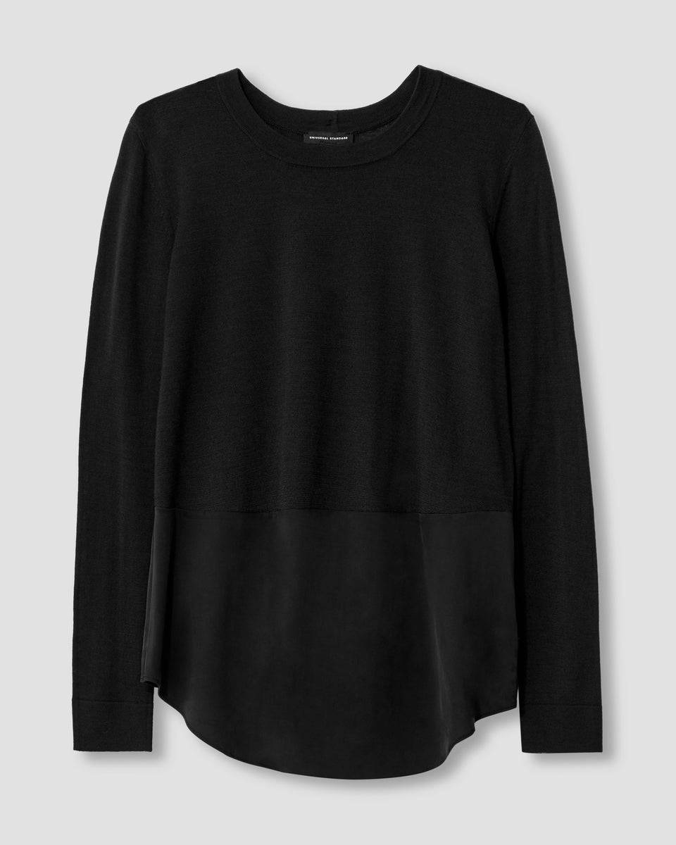 Dalia Mixed Media Sweater - Black Zoom image 1