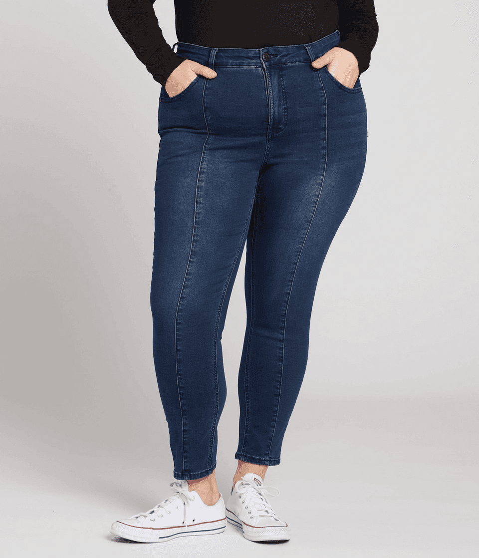 Debbie High Rise Seam Skinny Jeans - Indigo Ink