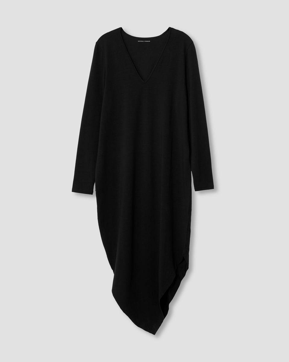 Iconic Long Sleeve V-Neck Geneva Dress - Black Zoom image 1