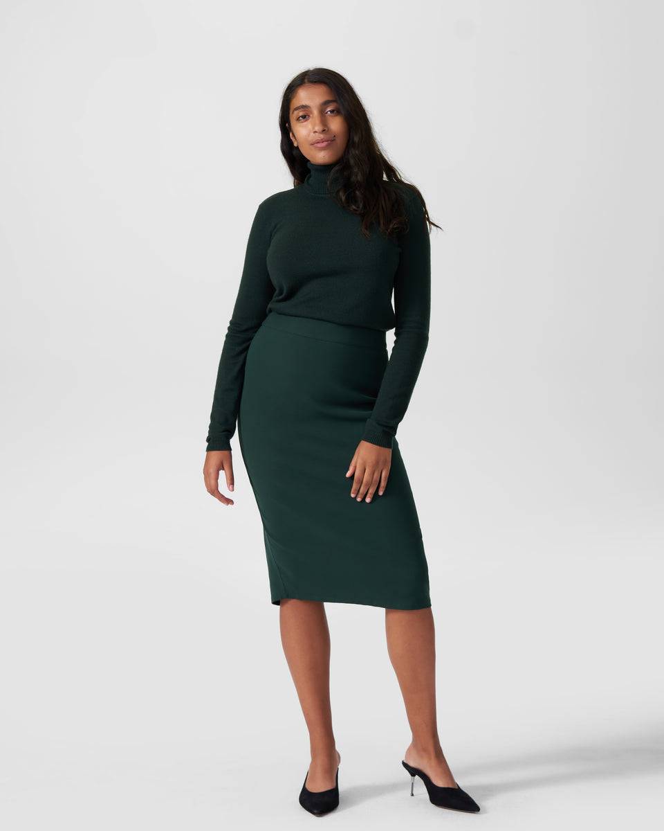 Lynn Luxe Twill Pencil Skirt - Forest Green Zoom image 0