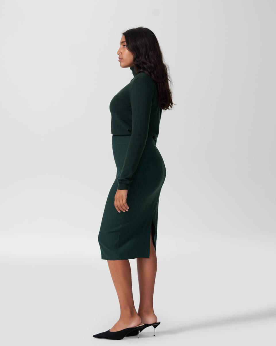 Lynn Luxe Twill Pencil Skirt - Forest Green Zoom image 1