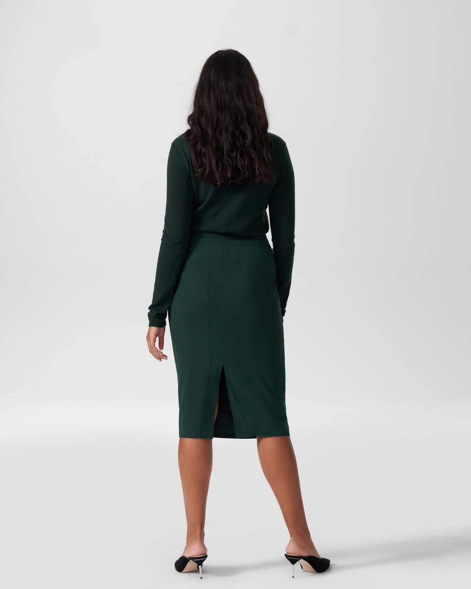 Lynn Luxe Twill Pencil Skirt - Forest Green Zoom image 3