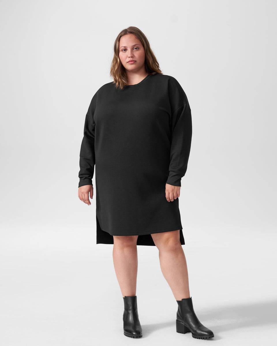 Rosie Side Slit Sweatshirt Dress - Black Zoom image 0