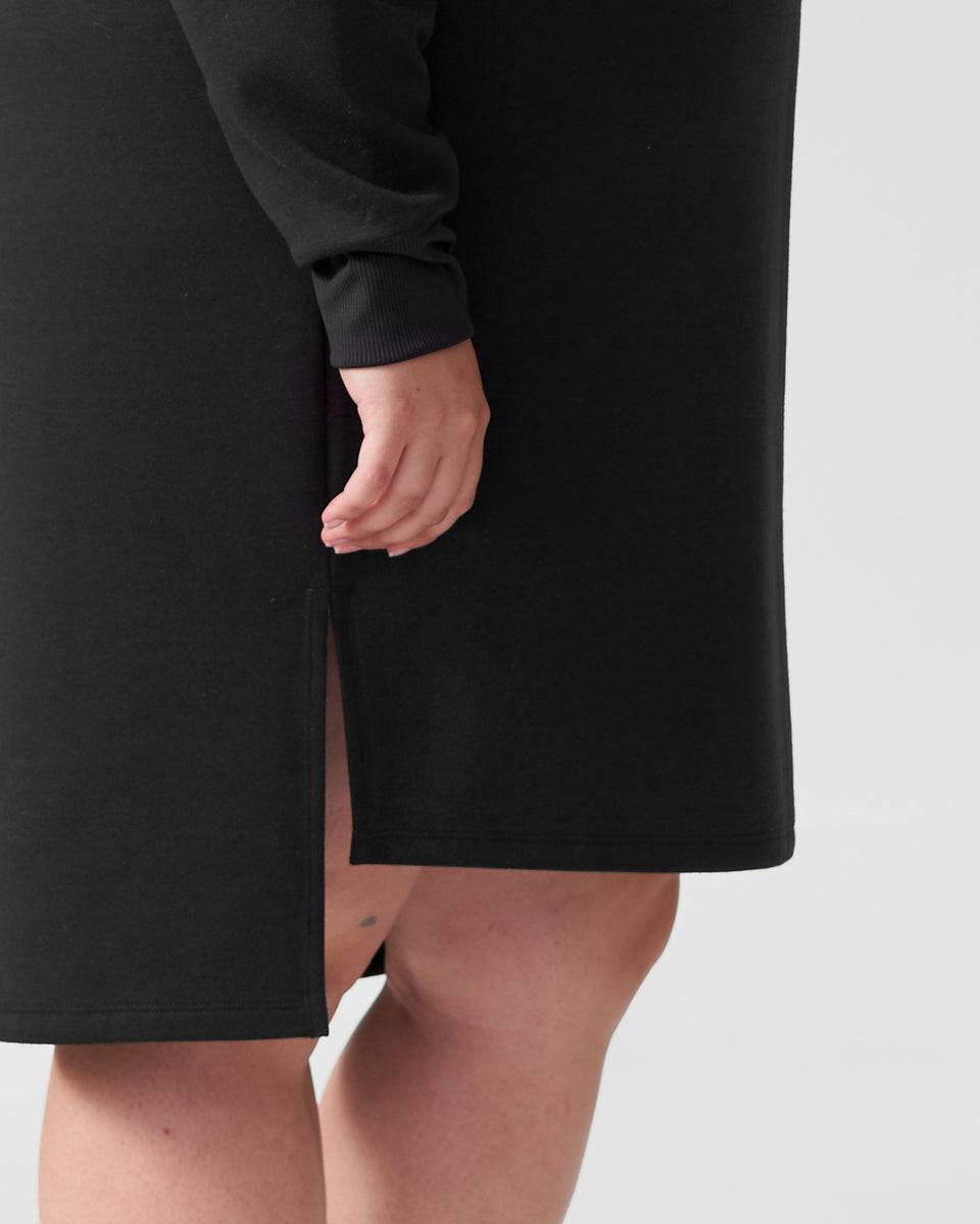 Rosie Side Slit Sweatshirt Dress - Black Zoom image 3