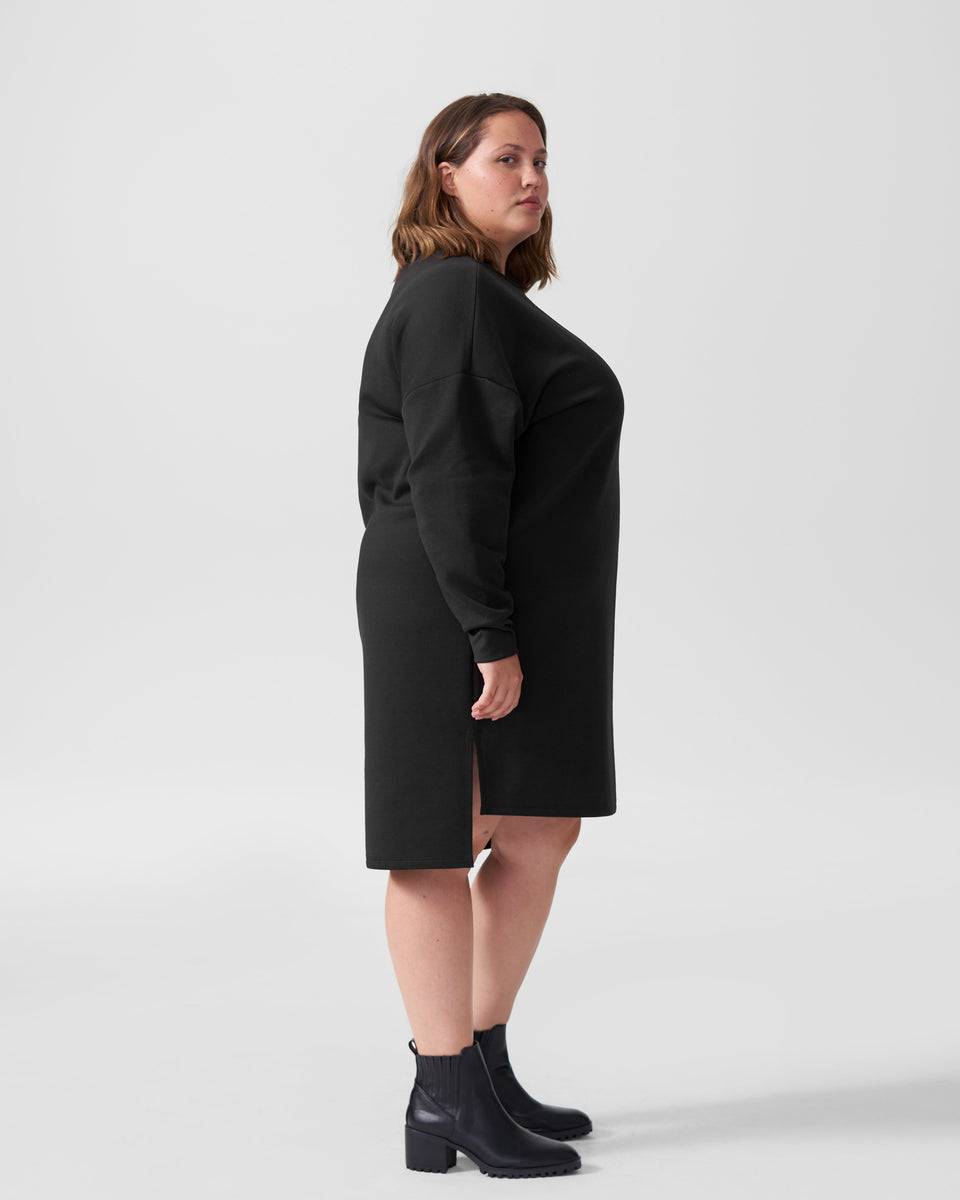 Rosie Side Slit Sweatshirt Dress - Black Zoom image 1