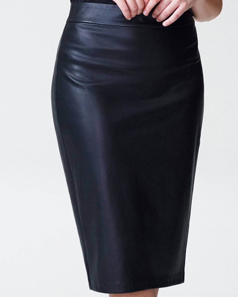 Sillaro Vegan Leather Pencil Skirt - Black Zoom image 1