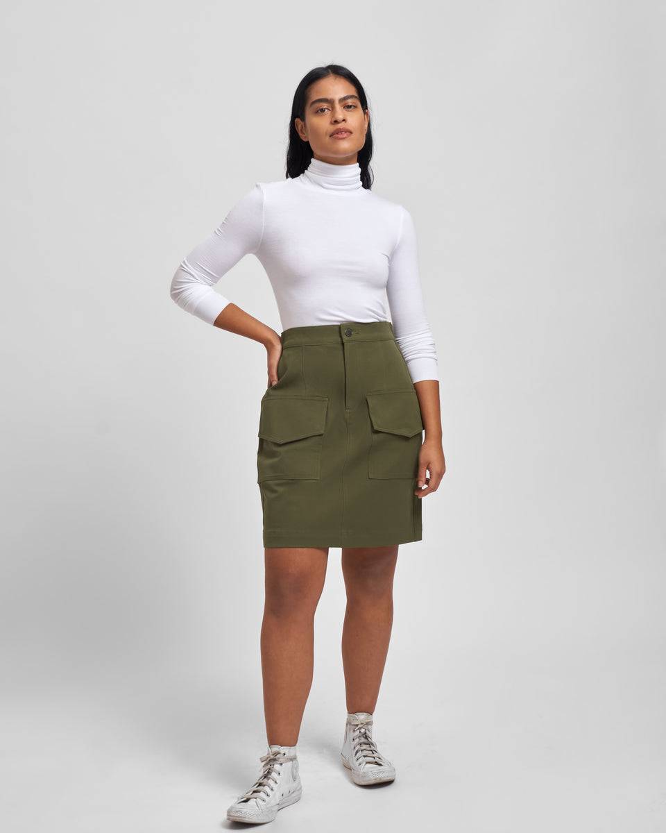 Harper Stretch Cotton Twill Cargo Skirt - Ivy Zoom image 5