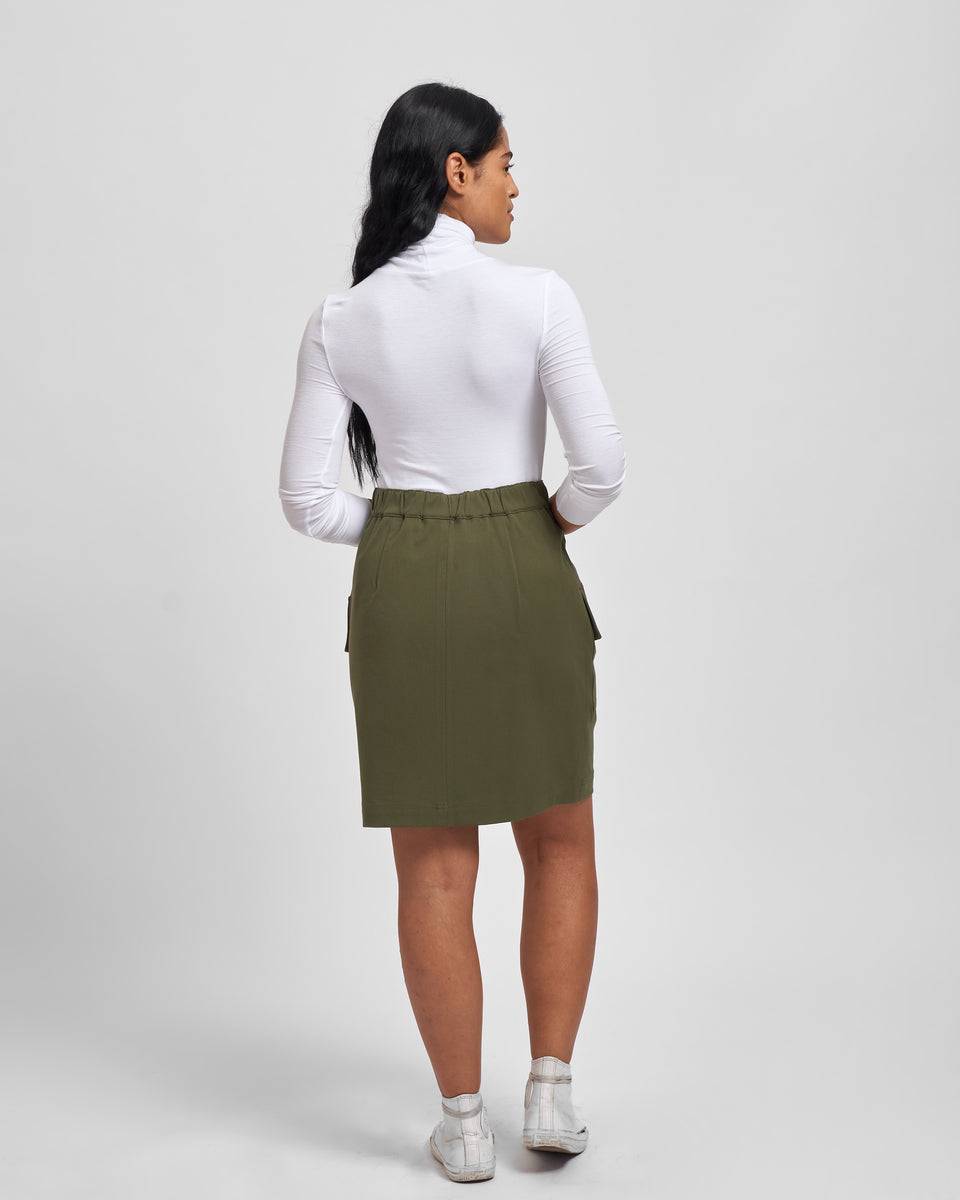 Harper Stretch Cotton Twill Cargo Skirt - Ivy Zoom image 7