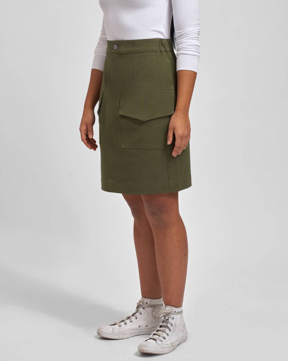 Harper Stretch Cotton Twill Cargo Skirt - Ivy Zoom image 6