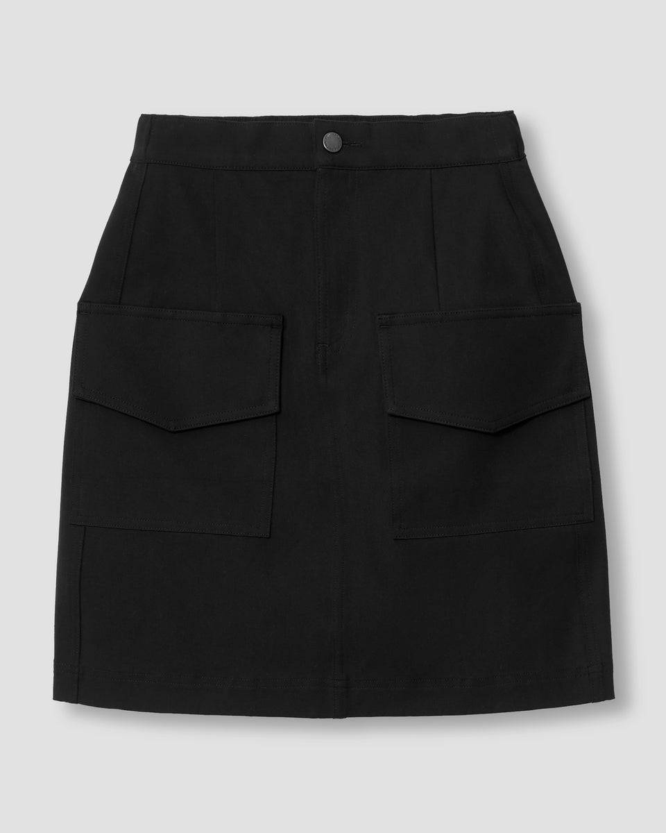 Harper Stretch Cotton Twill Cargo Skirt - Black Zoom image 1