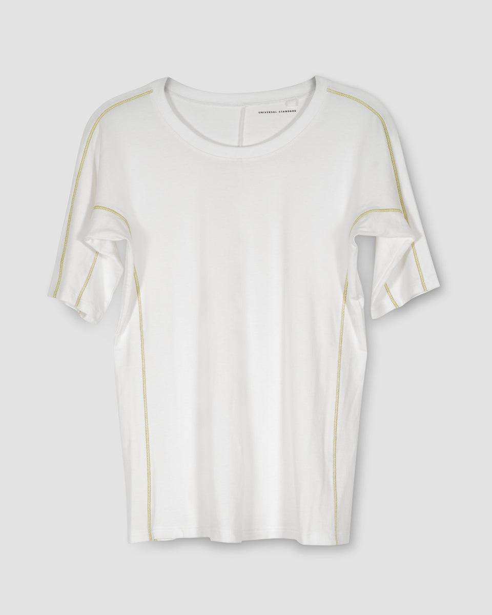 Venencia Short Sleeve Contrast Stitch Top - White Zoom image 0