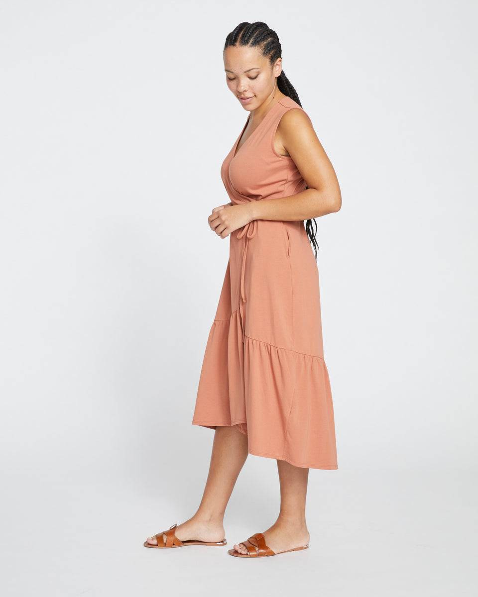 Tiered Twirl Wrap Dress - Clay | Universal Standard